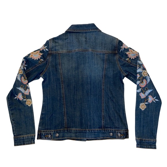 Stetson Womens Floral Embroidered Denim Jacket Medium Wash Blue Coastal Cowgirl - Picture 2 of 6